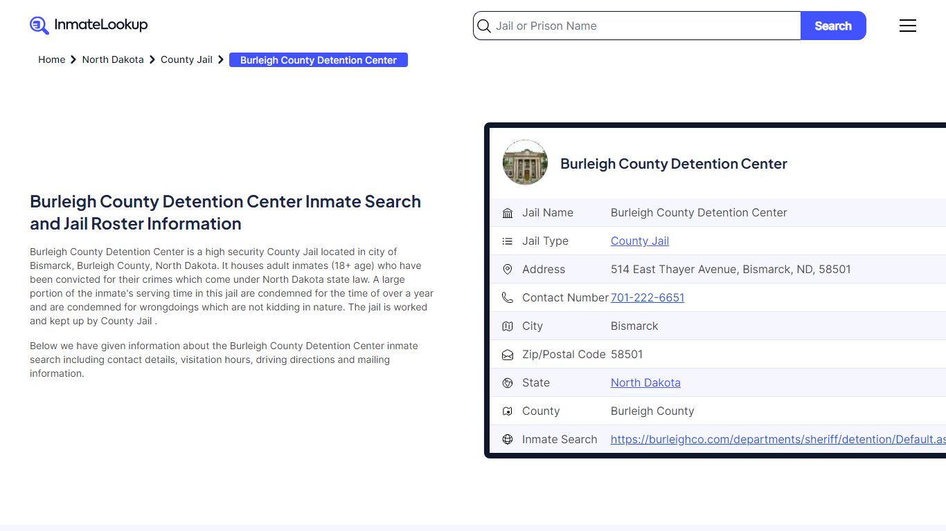 Burleigh County Detention Center Inmate Search, Jail ... - Inmate Lookup